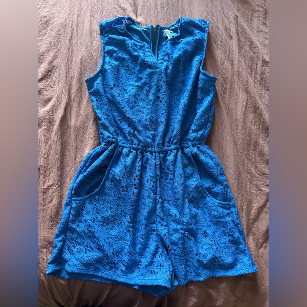 Xhilaration Royal Blue Lace Romper